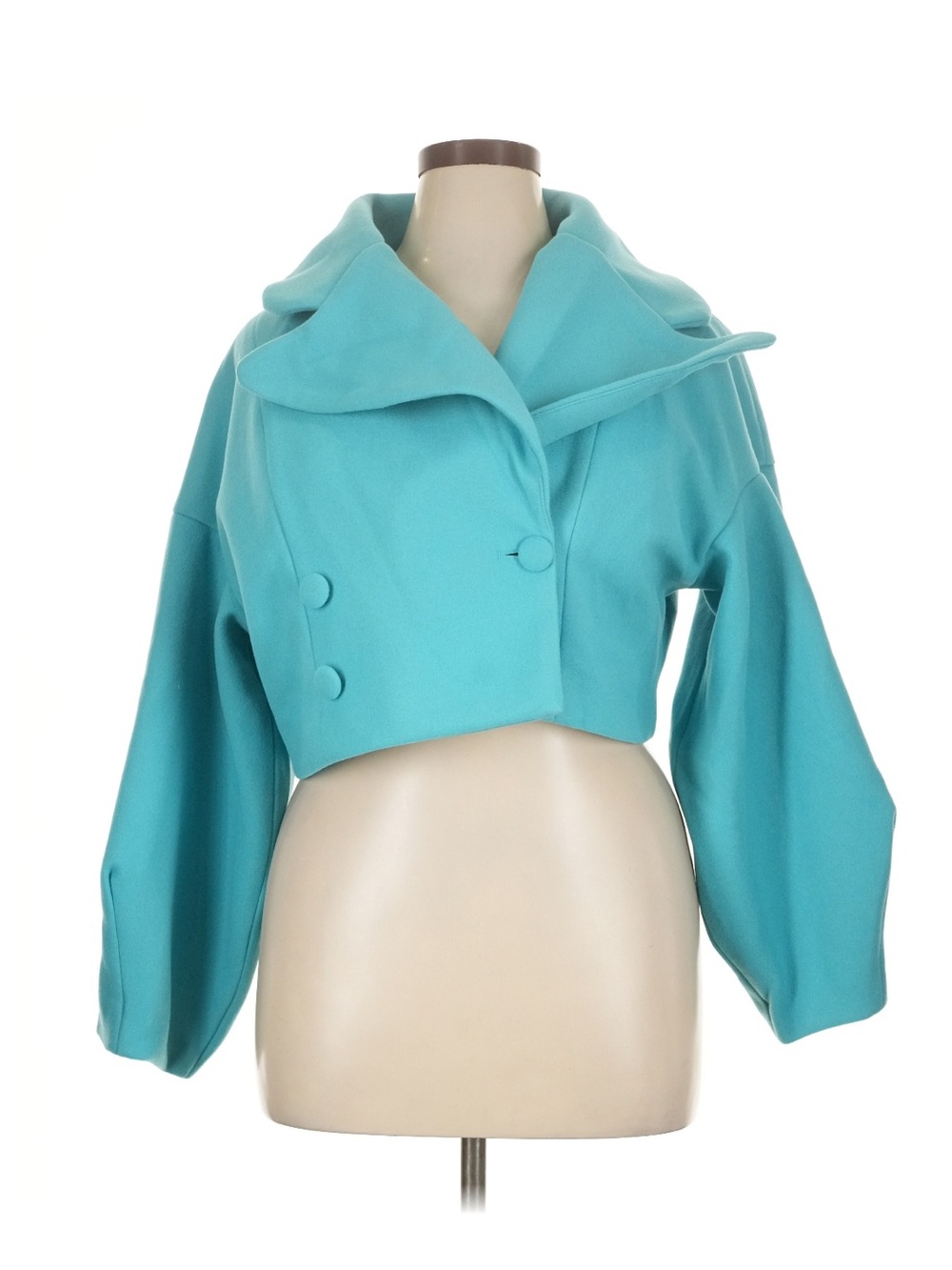 STYLEWE Teal Cropped Double-Breasted Jacket